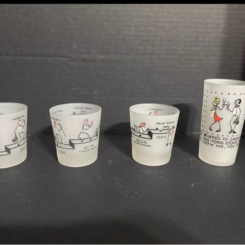 Lot Of 1960's Frosted Bar Glass